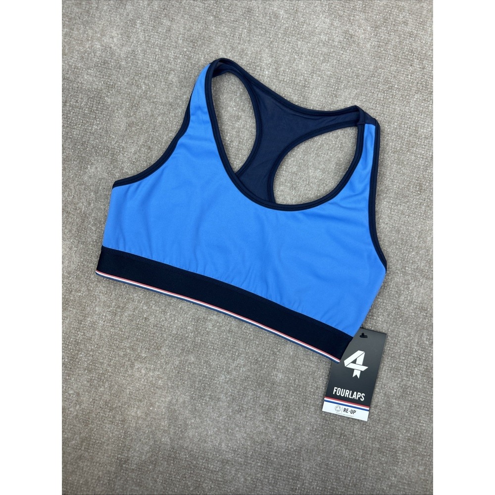 Fourlaps Circuit Sports Bra Womens Medium Cornflower‎ Navy Crossback Racerback